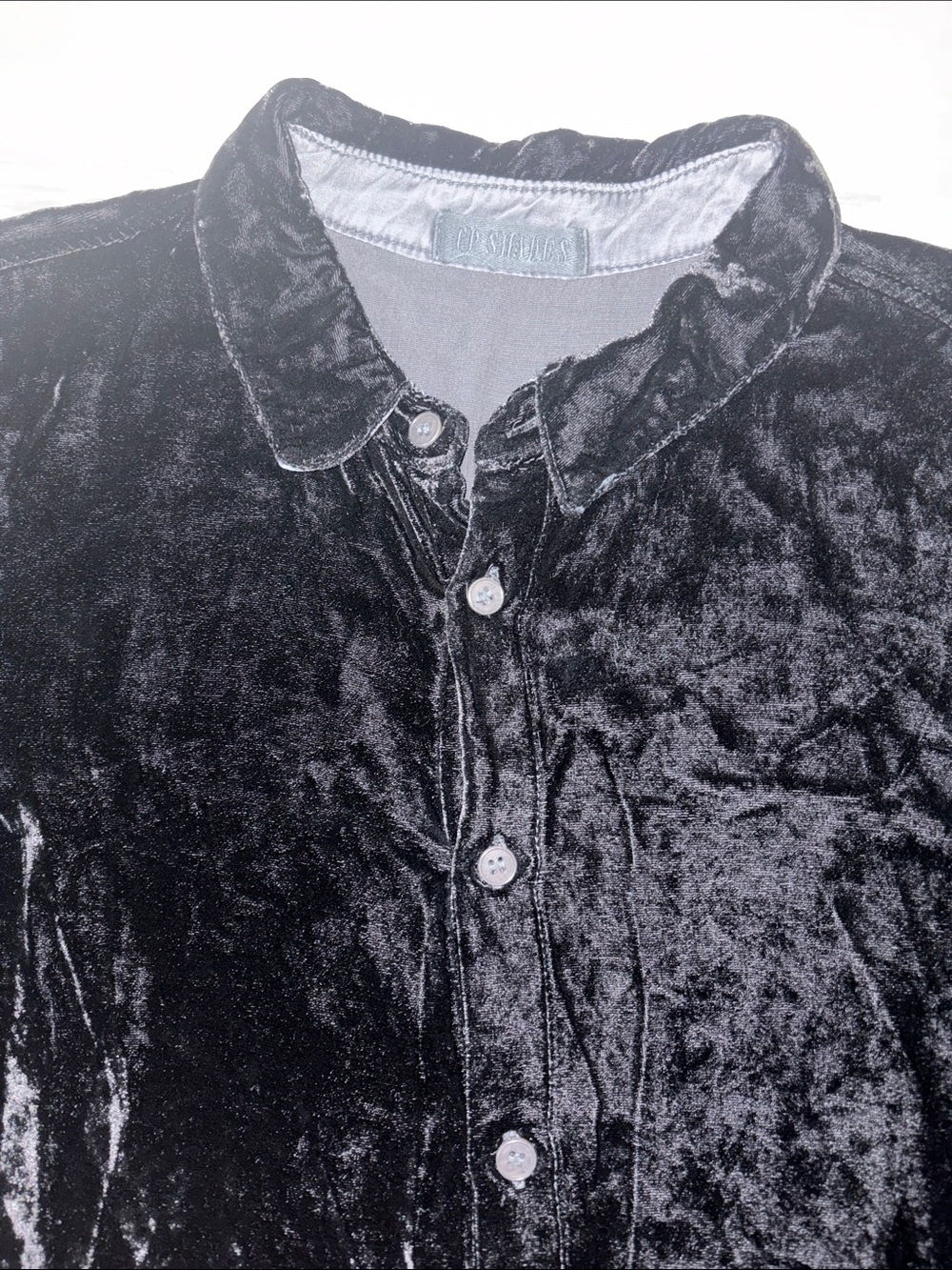 CP Shades Black Joss Velvet Button-Front Tunic Size Medium - Picture 4 of 9